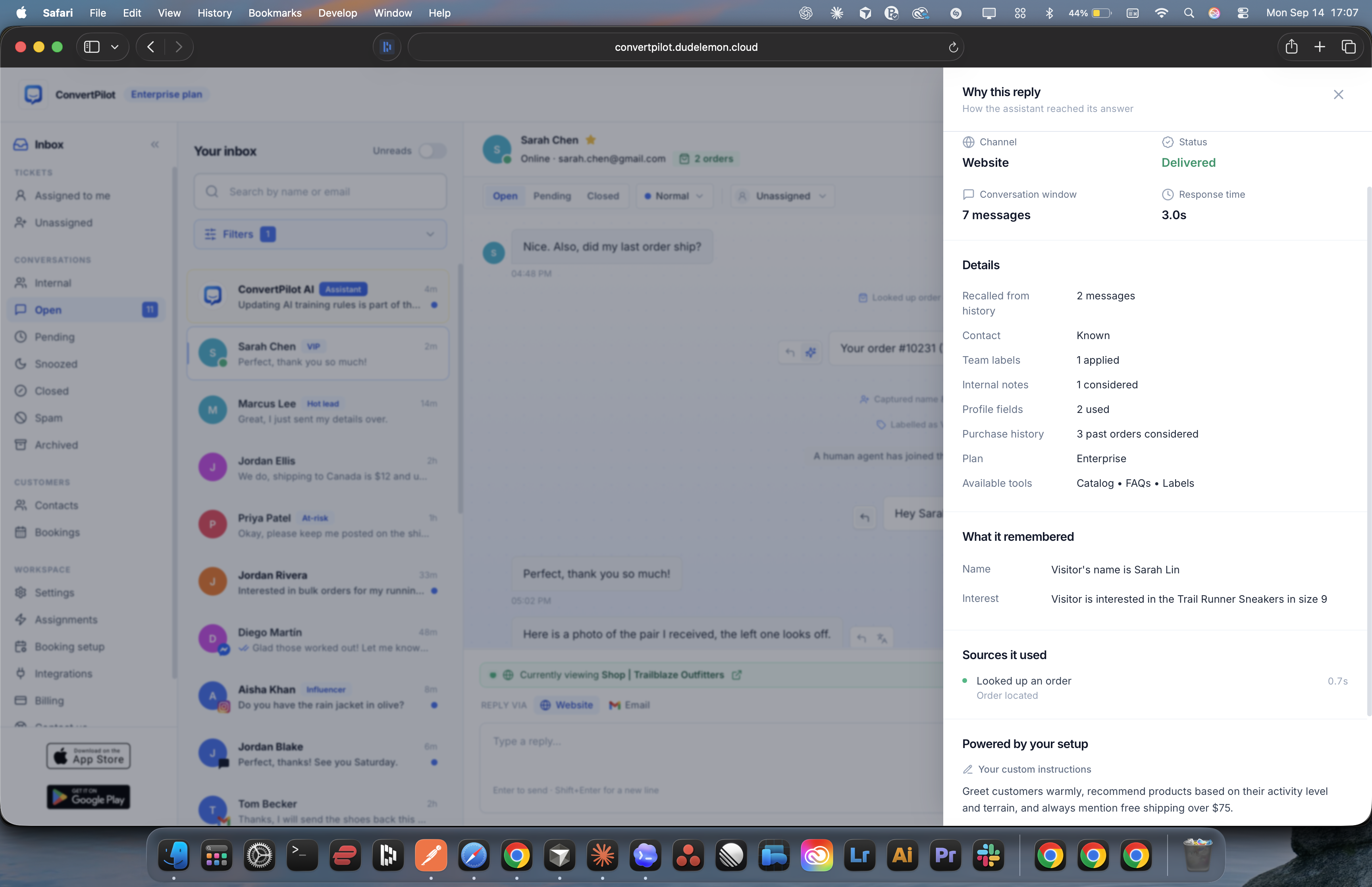 AI agent — real ConvertPilot demo workspace